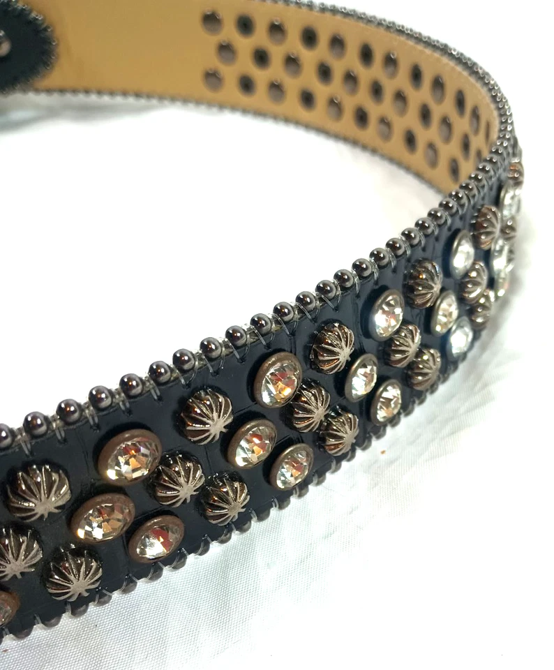 b.b. simon jeweled western belt, 30", black leather, Swarovski crystals. DS07 - Image 4 of 4