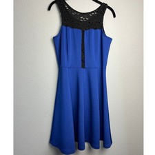 En Focus Studio Royal Blue Black Lace Fit and Flare Cocktail Dress Sz 12 Formal