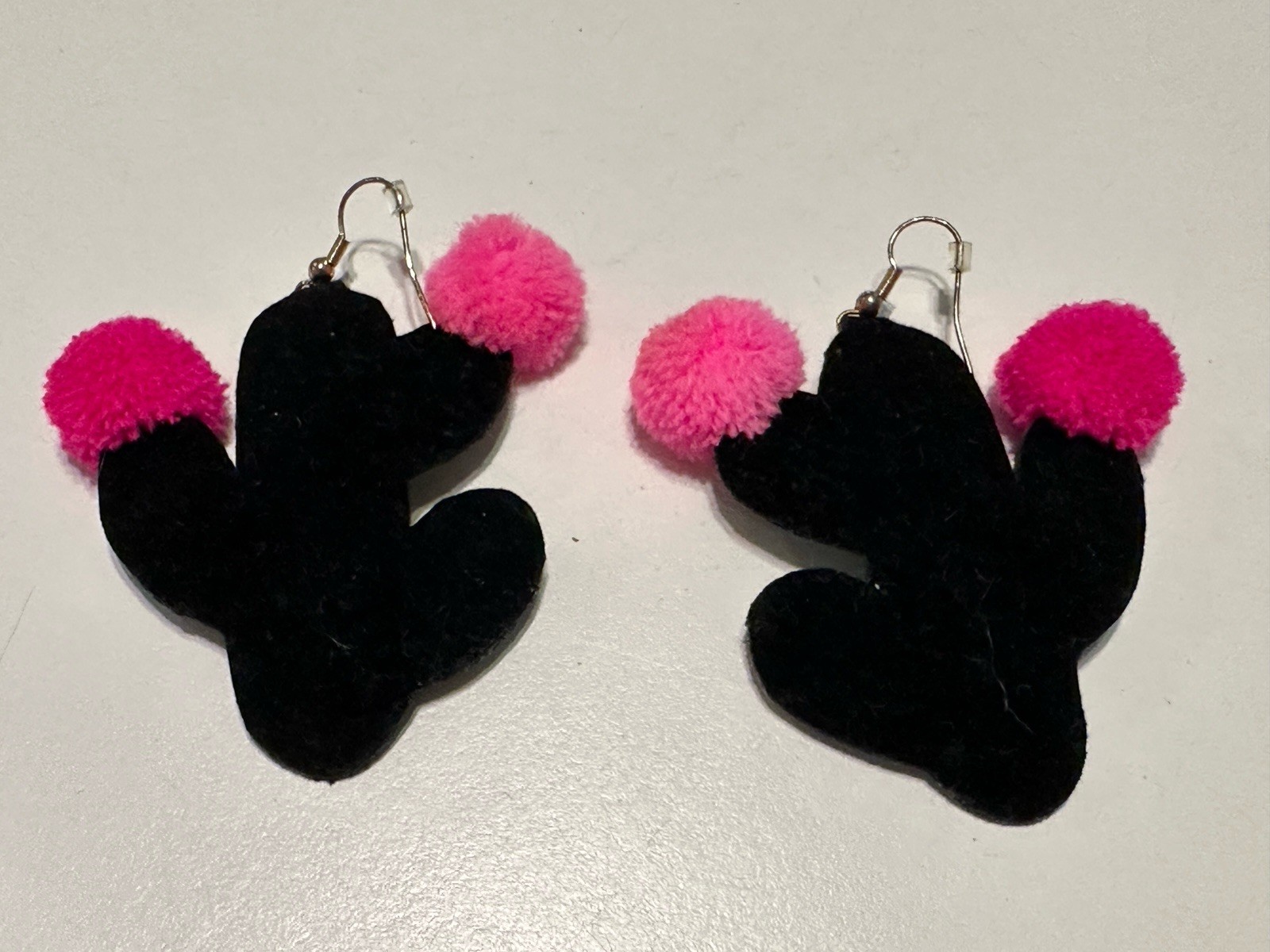 Cactus Beaded Statement Dangle Drop Earrings Pom … - image 2