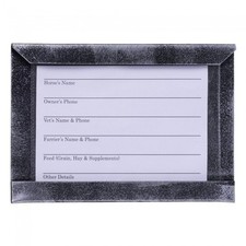 Tough 1 hammered metal finish black/silver stall card holder horse tack equine