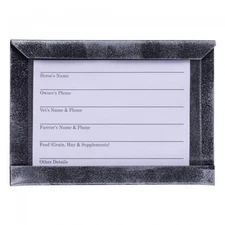 Tough 1 hammered metal finish black/silver stall card holder horse tack equine