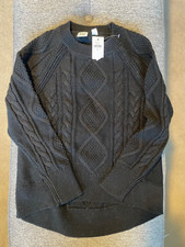 NWT Gap Little Girls Black Cableknit Crewneck Hi-Lo Sweaters Size Small