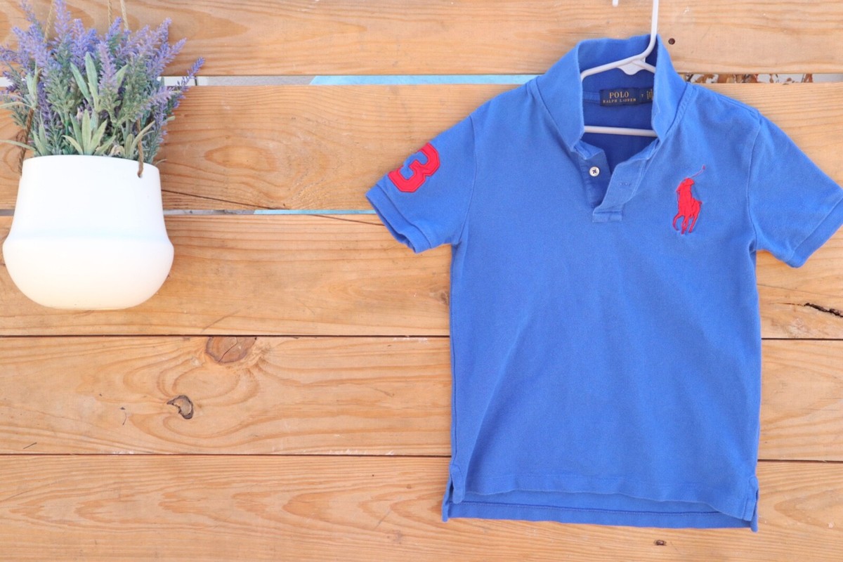 Polo Ralph Lauren Big Pony Number on Sleeve in Blue Size Boys, Pre-Owned