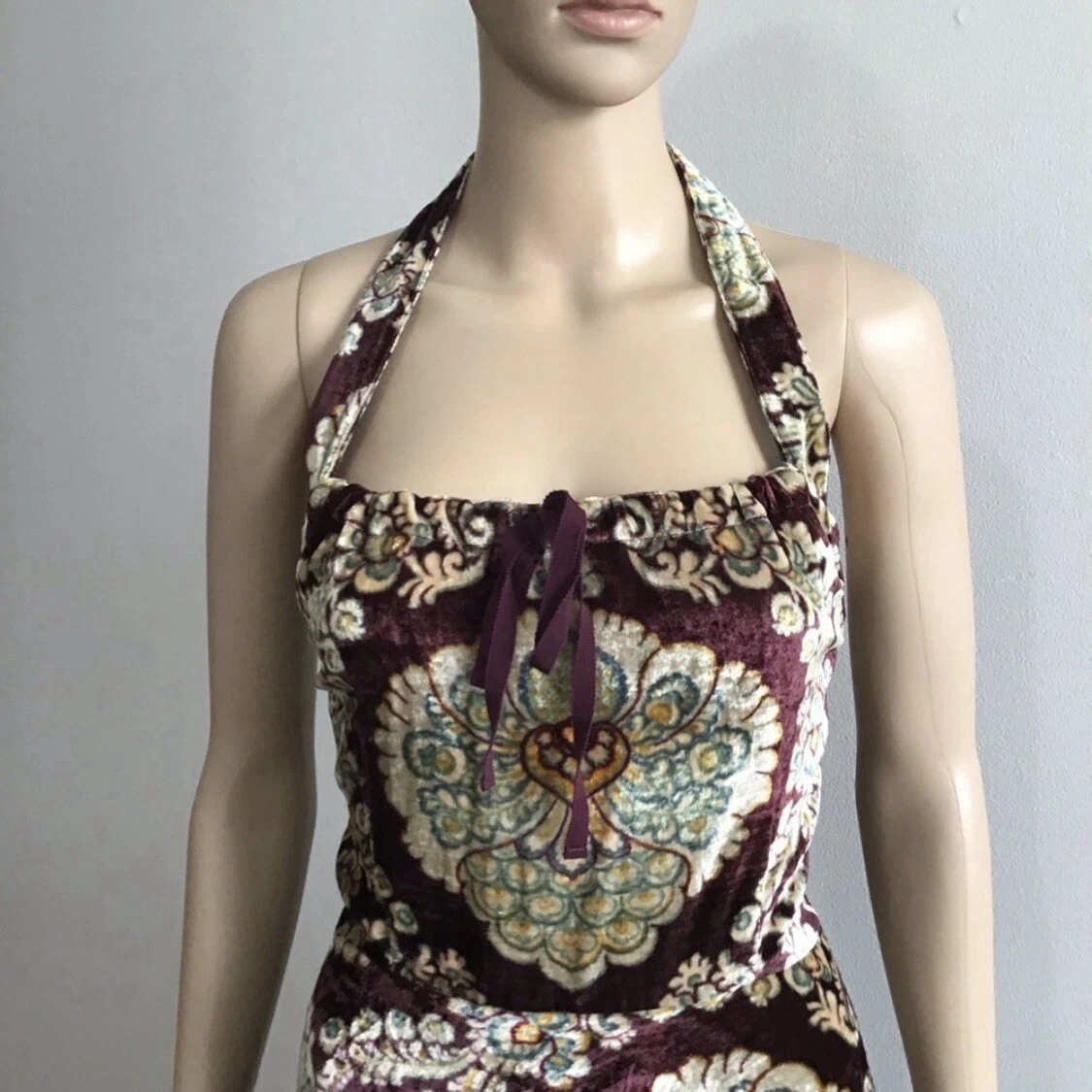 Abito vintage Moschino economico e chic in velluto senza schienale taglia 10