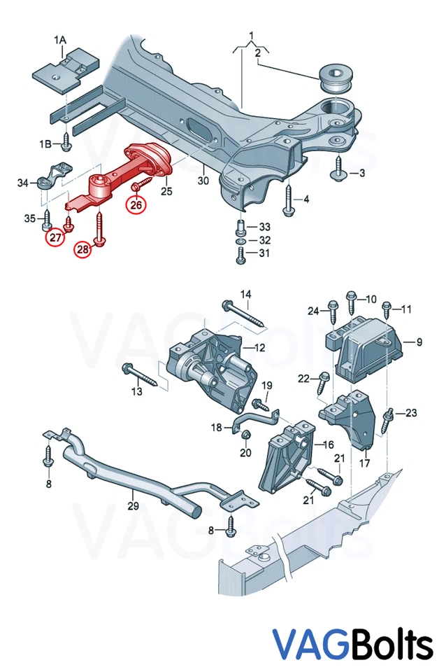 Genuine VW Dogbone Lower Gearbox Mount Bolt Kit Golf Mk4 Bora Beetle Audi A3 TT - Image 2 of 2