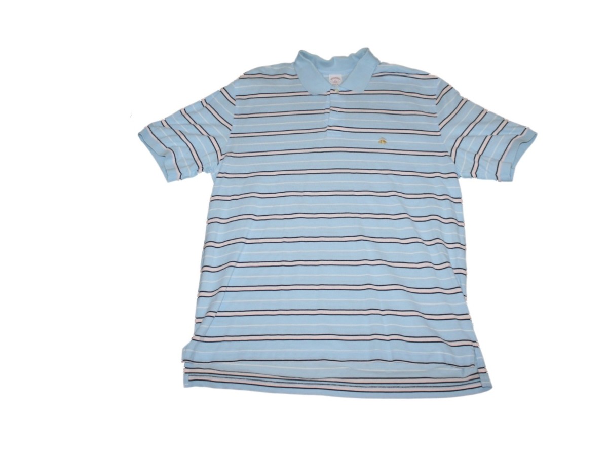 ポニー Men Brooks Brothers 346 Light Blue Original Fit Striped Polo Golf