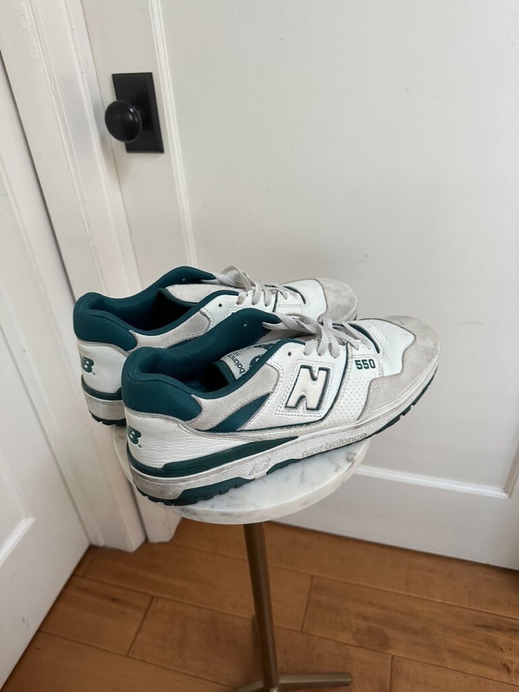 New Balance 550 White/Green Size 13 in 8/10 Condition Fast Shipping