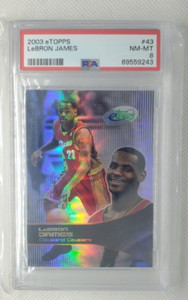 LEBRON JAMES 2003-04  ETOPPS RC /10000 PSA 8 #43 CAV/LAKERS BEAST!! MVP GOAT