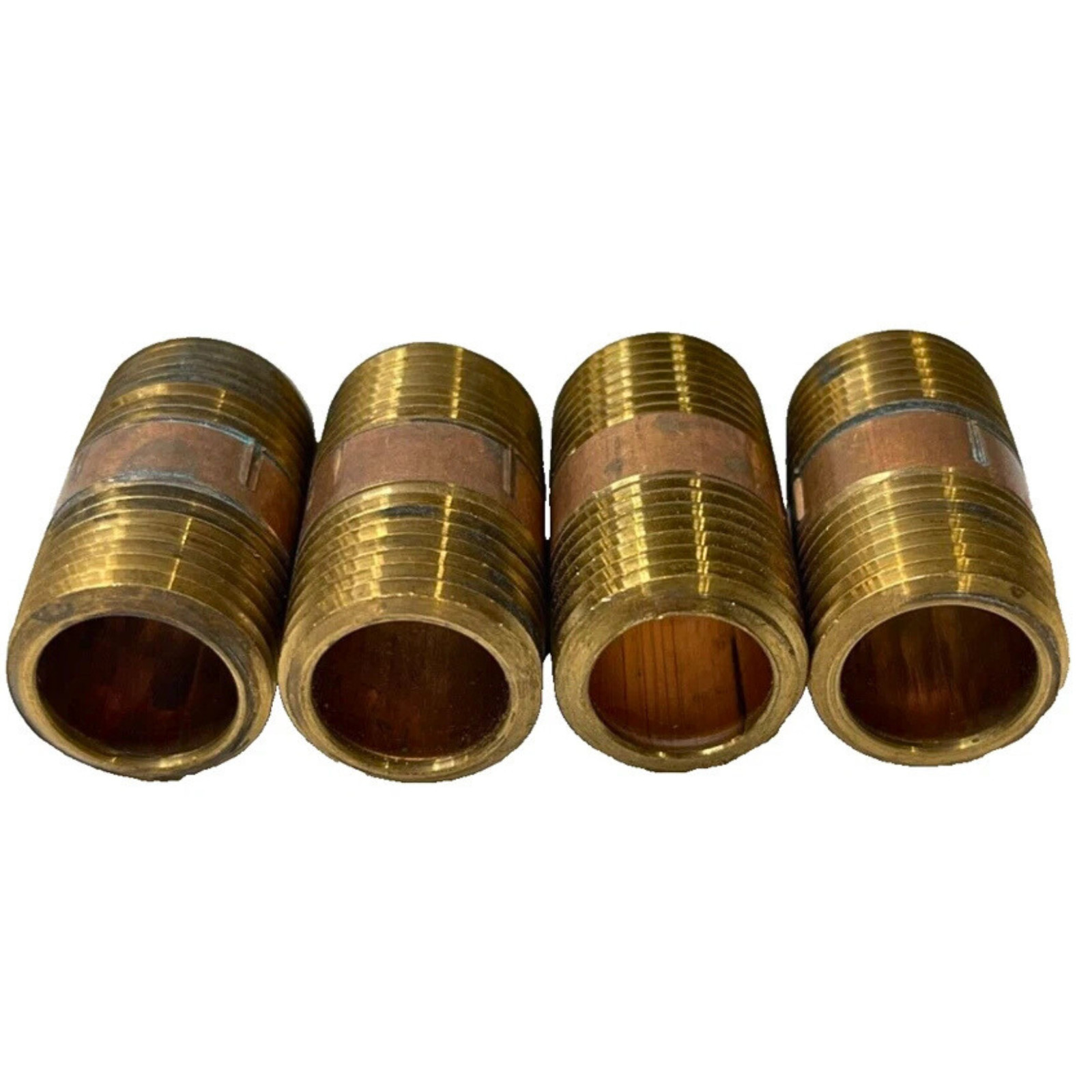 Lot of 4 Smith Cooper 1/2" x 1.5" Male Brass Pipe Fittings MIP Threaded Solid