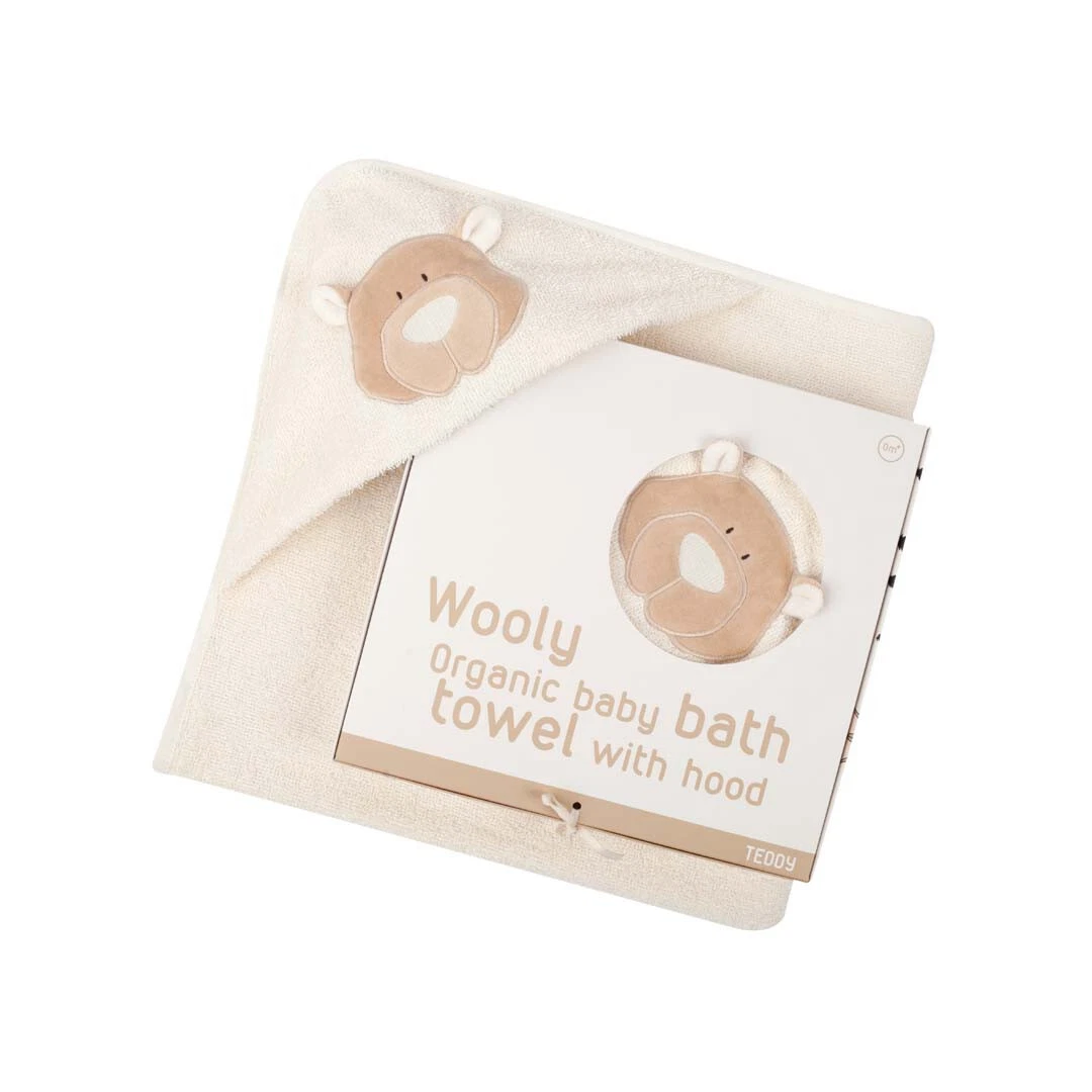 Wooly Organic Teddy Hooded Baby Bathrobe