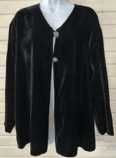 Isabella Bird Sz SMALL Black Velvet Velour Two-Button Jacket USA Made EUC