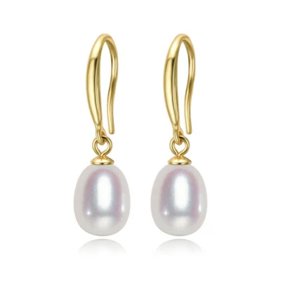 HANDGEFERTIGT Women's earrings drop earrings 925 sterling silver freshwater pearl earrings GG