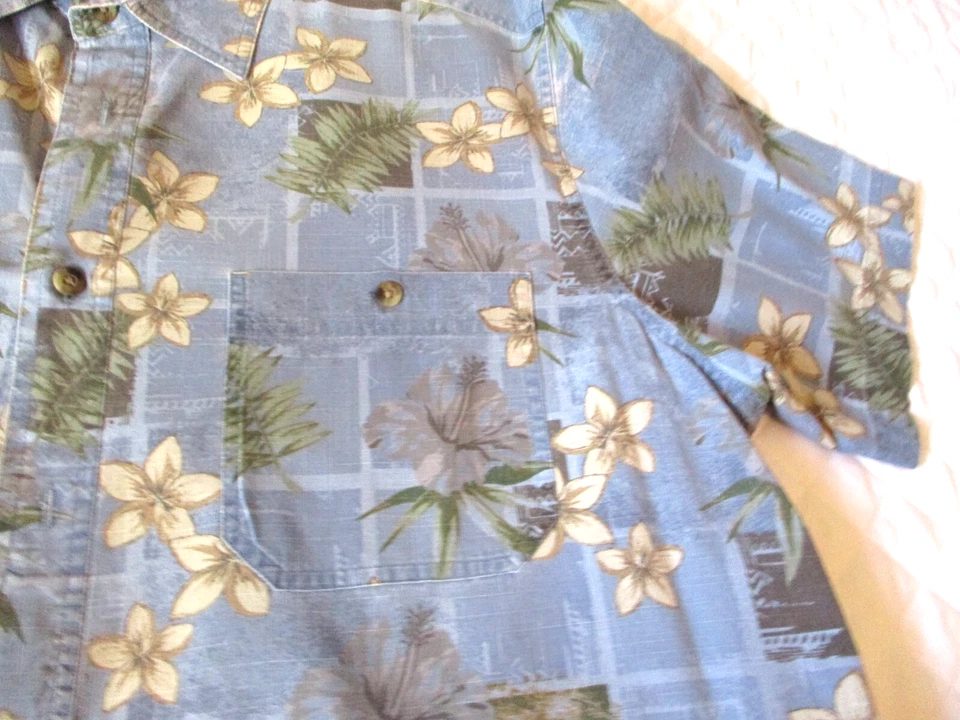 Camisa Croft and Barrow Talla L Manga Corta, Azul con Diseño Floral Blanco Foto 3 de 4