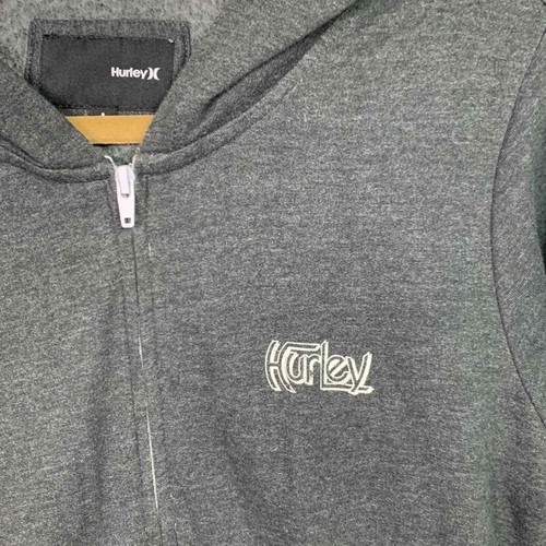Hurley Charcoal Gray Zip Front Kangaroo Pocket Hoodie Large - Picture 2 of 8