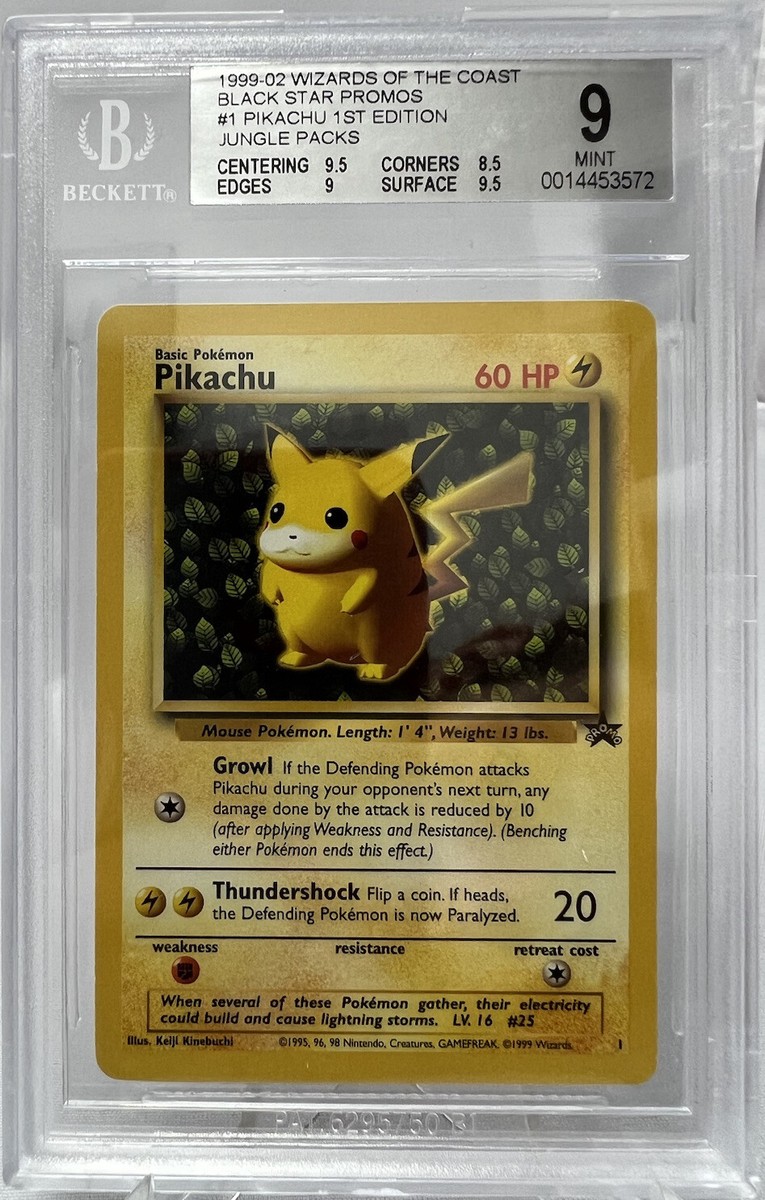 1999-02 #1 PIKACHU BLACK STAR PROMOS 1ST EDITION Graded Beckett 9