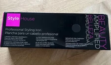 Style House 1" Professional Hair Styling Iron Black Negative Ion Smooth Plate
