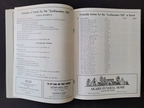 1961 NASCAR Bristol International Speedway Program Reprint, Southeastern 500 - Picture 7 of 11