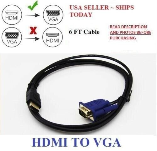 6ft HDMI Male to 15 Pin VGA Male Video Adapter Cable for PC DVD 1080p TV HDTV - Picture 7 of 14