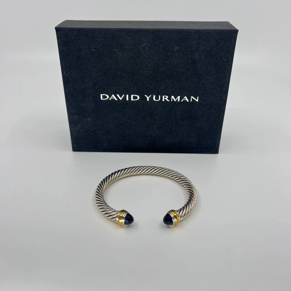 Authentic David Yurman 7mm Classic Cable Bracelet Sterling Silver and Black Onyx - Image 2 of 4