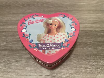 1996 Barbie Russell Strover Candies Heart Shape 4 1/2'' Tin Vintage * No Dents