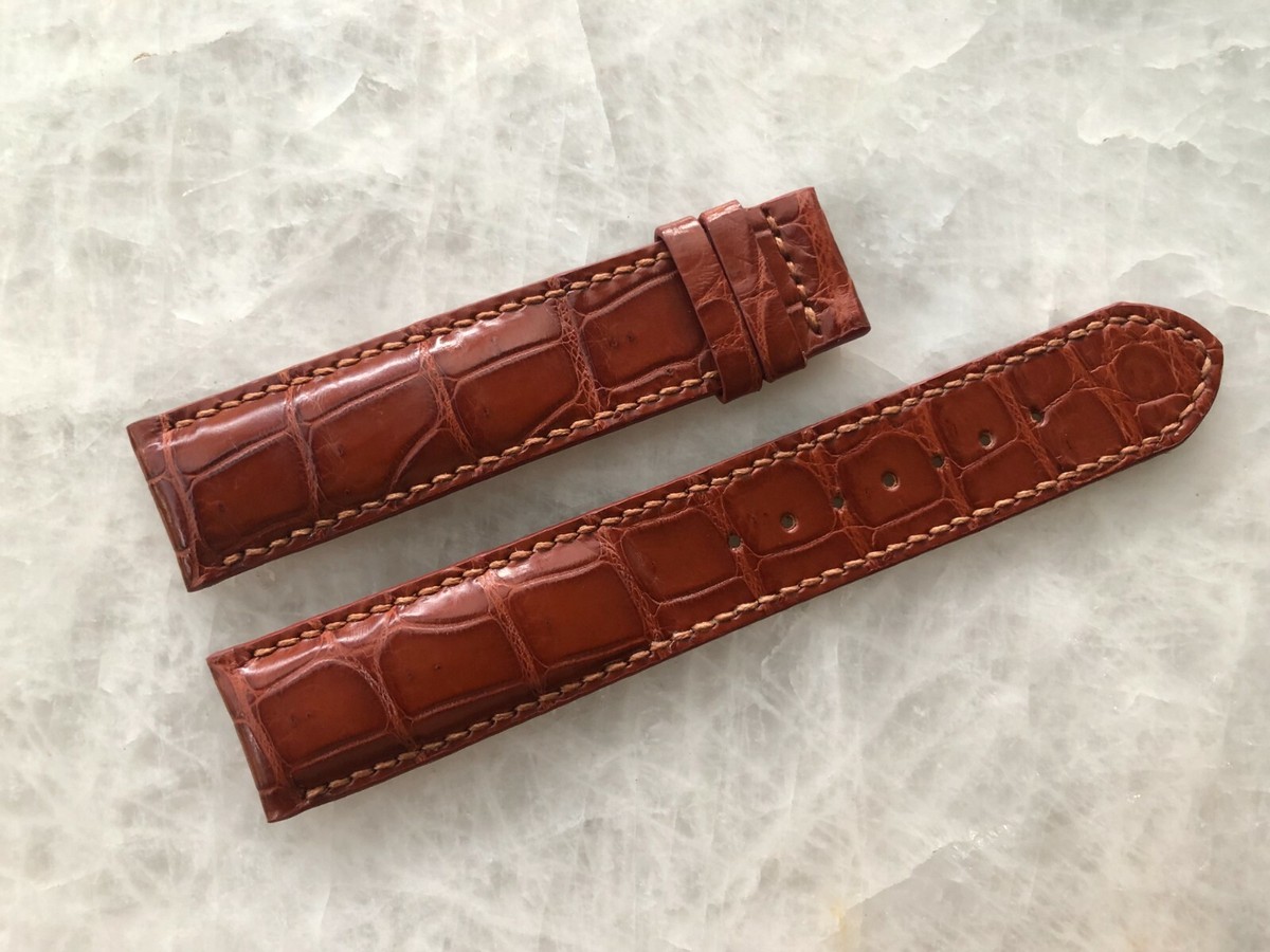 21mm/20mm Red Brown Alligator Crocodile Embossed Leather Watch Strap Band