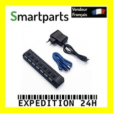 Hub Multiprise USB 3.0 avec 7 ports avec indicateur LED et interrupteurs individ