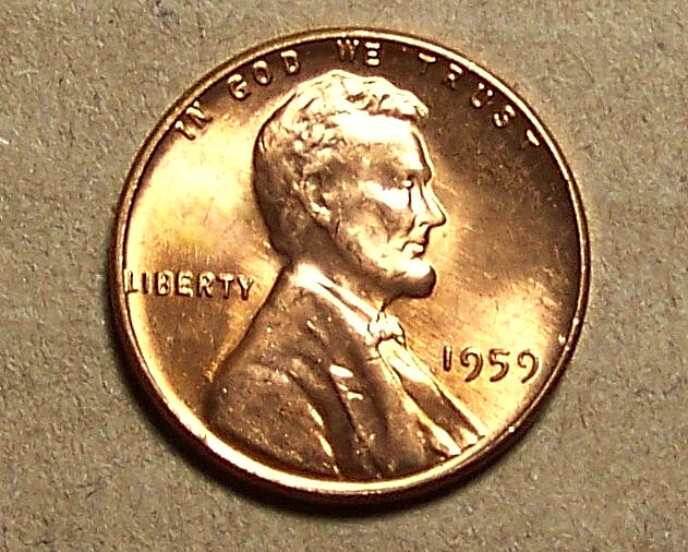1959   P    1ST   YEAR   Lincoln Memorial Cent    ACTUAL  COIN       90518206-05