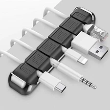  Cable Organizer Holder 5 Slots Desktop Cord Wire Clips Keeper for 5-Slot-Black