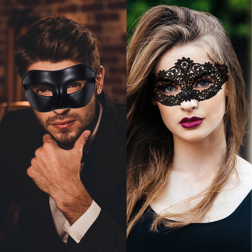 HOT Couple 2pcs Masquerade Masks Venetian Costume Ball Wedding Cosplay Party - Image 4 of 4