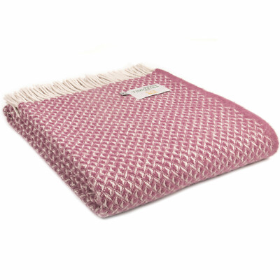 TWEEDMILL 100% Wolle Schlafsofa Decke Teppich DIAMOND MULBERRY LILA ROT PERLE ÜBERWURF