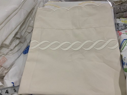 $700 Pratesi Italia Nuovo con etichette (1) Euro Sham Catena Ricamo Avorio/Avorio Pelle di Angelo - Foto 7 di 11