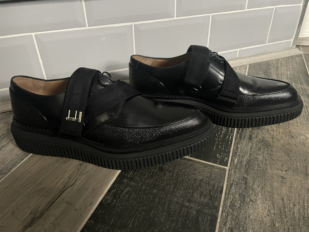 DUNHILL BLACK CREPE SOLES CREEPERS BEETLE CRUSHERS SHOES SIZE 44