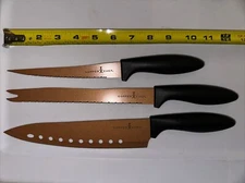 COPPER CHEF 3-Piece Knife Set 9” Multi-Purpose Slicer, 8" Chef & 6" Filet
