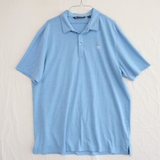 Travis Mathew Polo Shirt Mens XL Golf Casual Stretch Blue Striped Short Sleeve