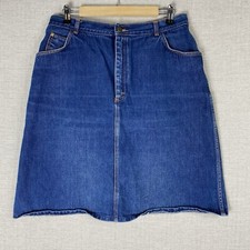 Vintage Gitano Skirt Womens 18 Blue Denim A-Line 80s Retro 100 Cotton Ladies