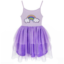 Girl's Tutu Dress Purple Ballerina Rainbow , Boho, Wedding, Birthday, 3-7 Year