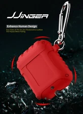 JJINGER For AirPods 2 / 1 Protective Silicone Case Shockproof Cover + Keychain