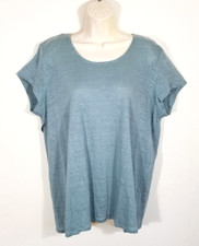 H Halston Women Size XL Green Top Blouse Line...