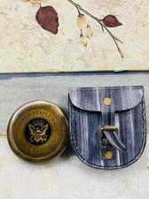 Antique Brass Poem Navy Compass Vintage Victorian Compass With Case