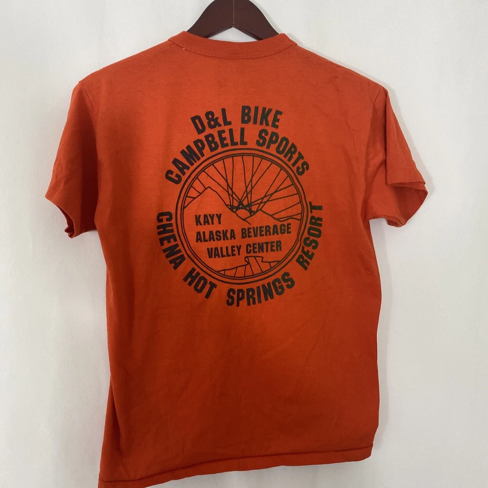 Camiseta vintage hombre mediana chena termales bicicleta clásica naranja tortugas EE. UU. Foto 2 de 4