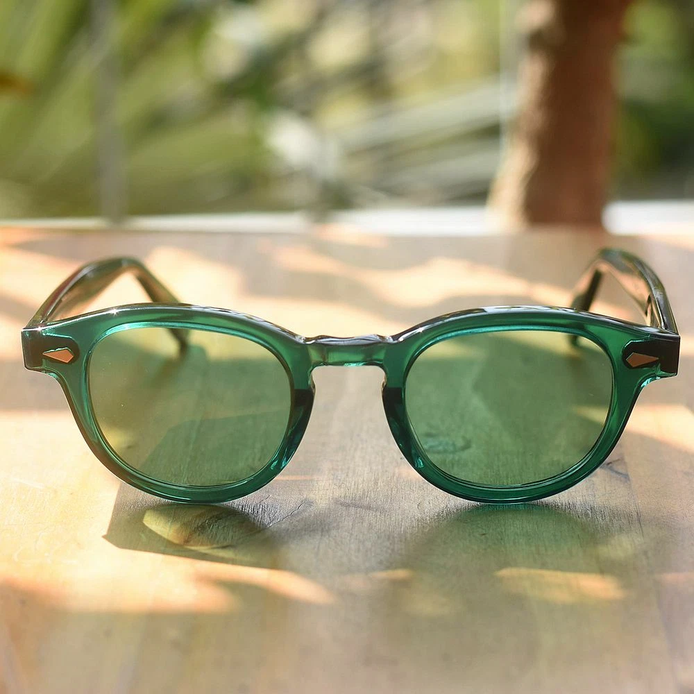 Women s green sunglasses Johnny Depp green acetate glasses light green lens M