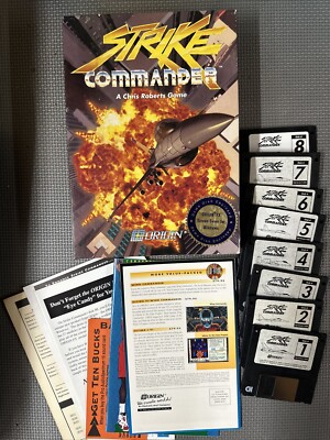 Strike Commander PC Game 1992 3.5'' Disks Chris Roberts MS-DOS
