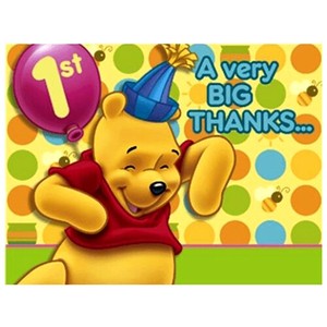 Winnie The Pooh 1st Birthday Thank You Notes 8 Party Supplies