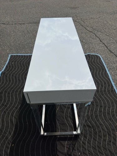 Inspire White, Lucite & Chrome Console Table 30”H X 48Wx16D - Picture 2 of 20
