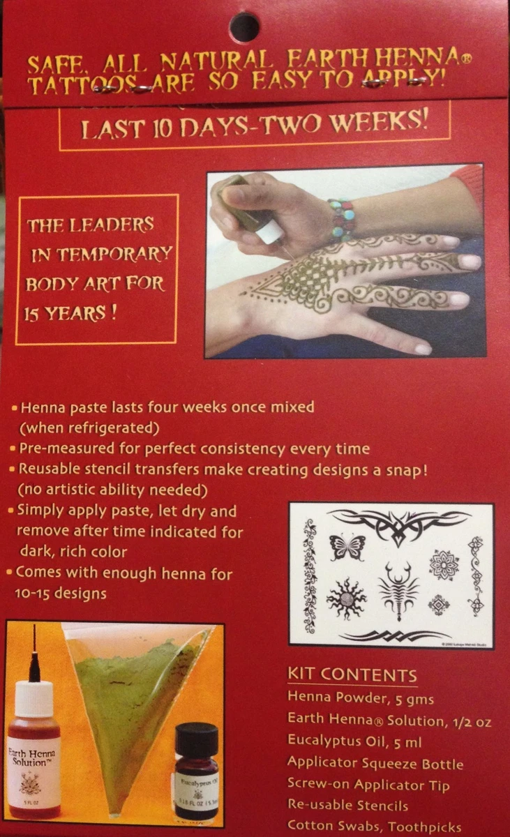 Earth Henna Temporary Tattoo Kit, Henna Tattoo Kit