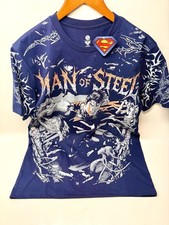 DC Superman Man of Steel Blue Graphic Tee Size L Brand New