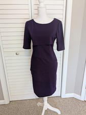 NWT Connected Apparel | Eggplant Tiered Sheath Dress - Size 6