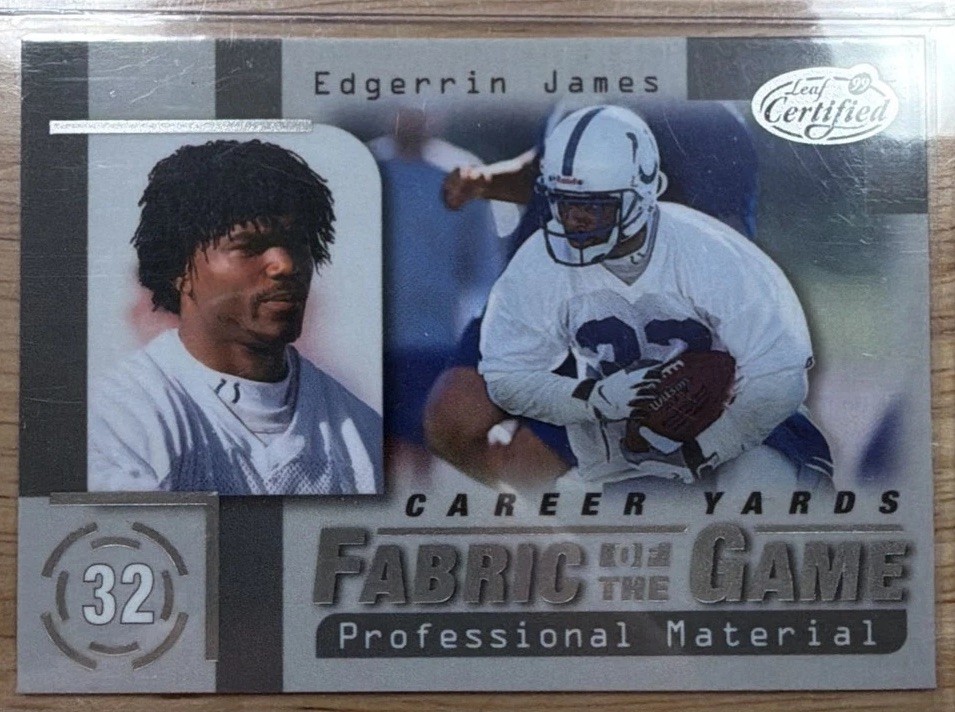 Edgerrin James Leaf Certified Fabric of the Game #FG72 Fabric of the Game