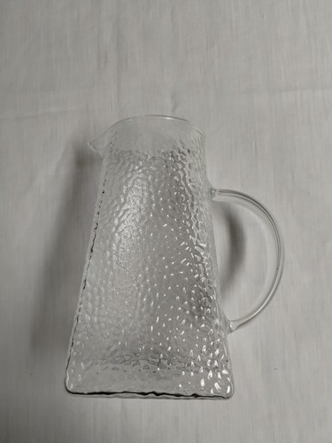 Jarra de Vidrio Texturizado Mediados de Siglo Moderna Base Cuadrada y Tapa Redonda Única Retro - Imagen 3 de 9