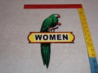 VINTAGE WILTSHIRE POLLY PARROT WOMEN RESTROOM BATHROOM METAL GASOLINE & OIL SIGN